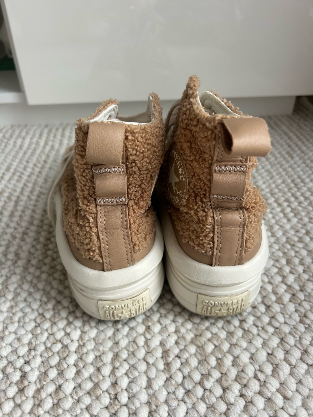 Converse Women’s Cream Sherpa Platform High-Top Sneakers - Picture 3 of 5